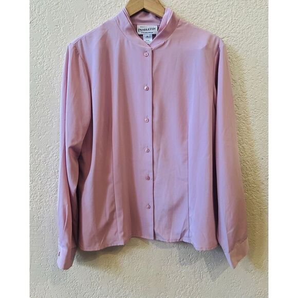 Vintage Pendleton Women's Blouse Sz 16 Long Sleeve Button Front Top Mauve - Picture 1 of 7